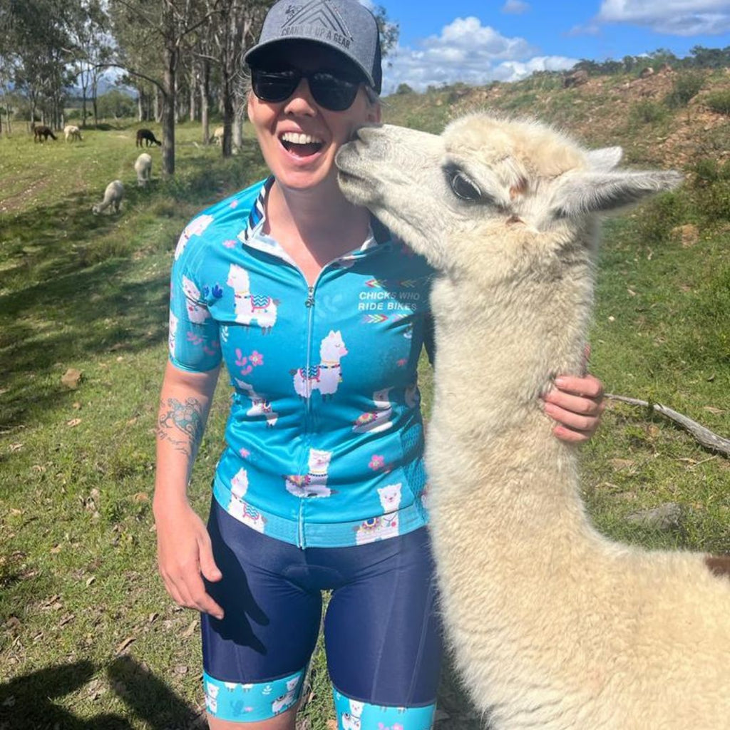 no drama llama cycling shorts and short with llama kissing jordie
