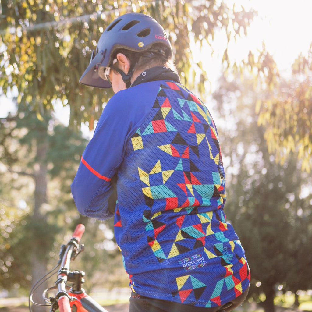 womens cycling kaleidoscope mountain bike jersey 3/4 sleeve 10