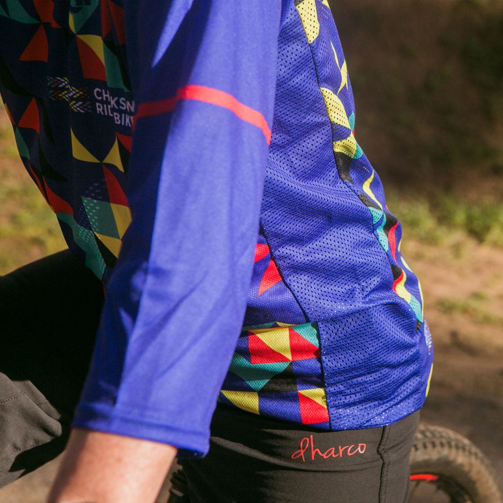 womens cycling kaleidoscope mountain bike jersey 3/4 sleeve 3