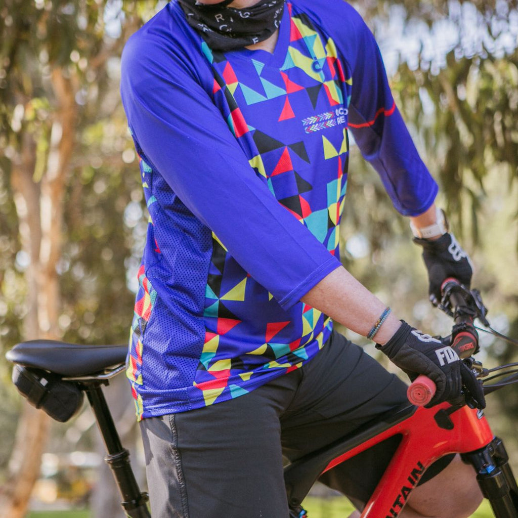 womens cycling kaleidoscope mountain bike jersey 3/4 sleeve 6