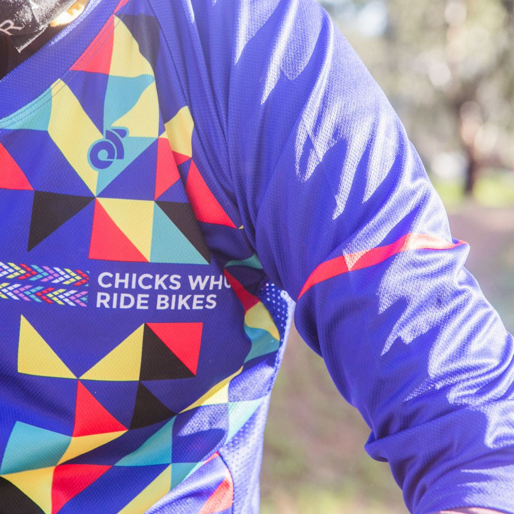 womens cycling kaleidoscope mountain bike jersey 3/4 sleeve 1