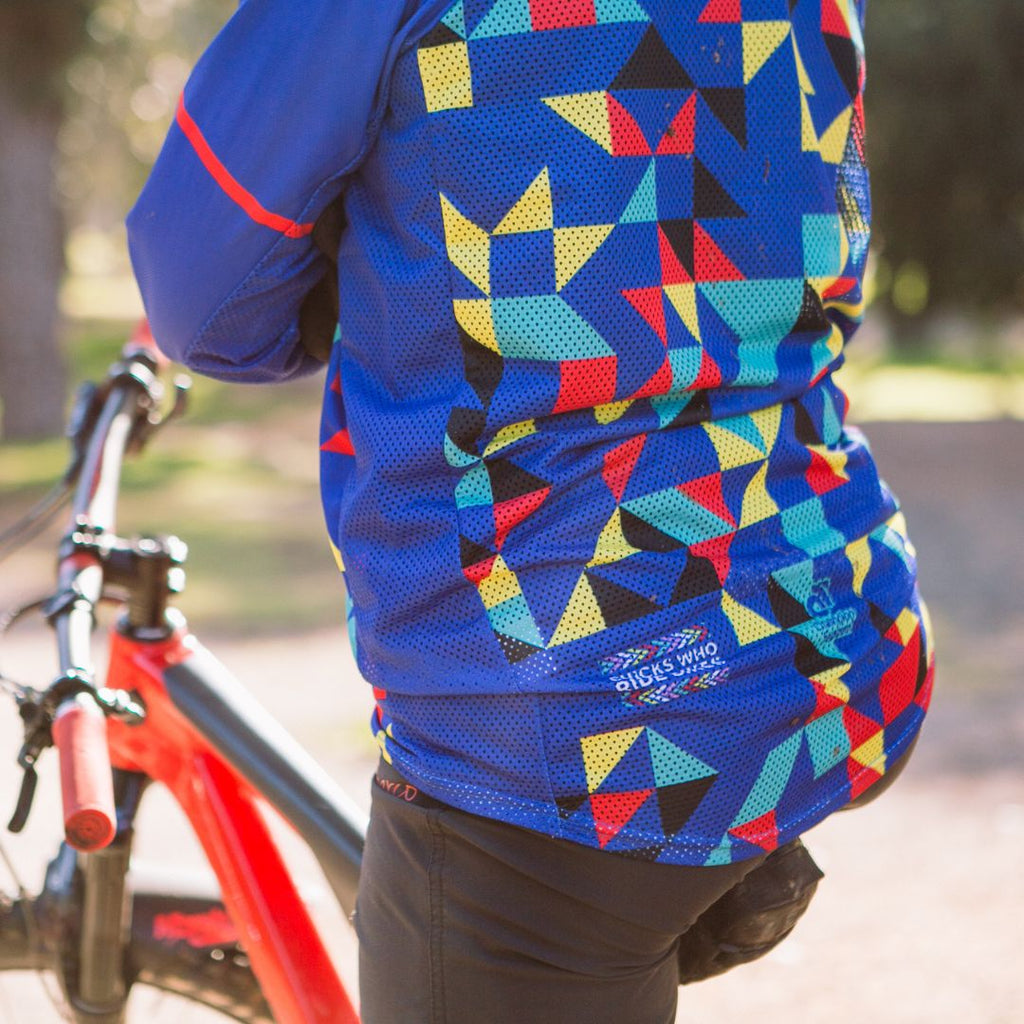 womens cycling kaleidoscope mountain bike jersey 3/4 sleeve 7